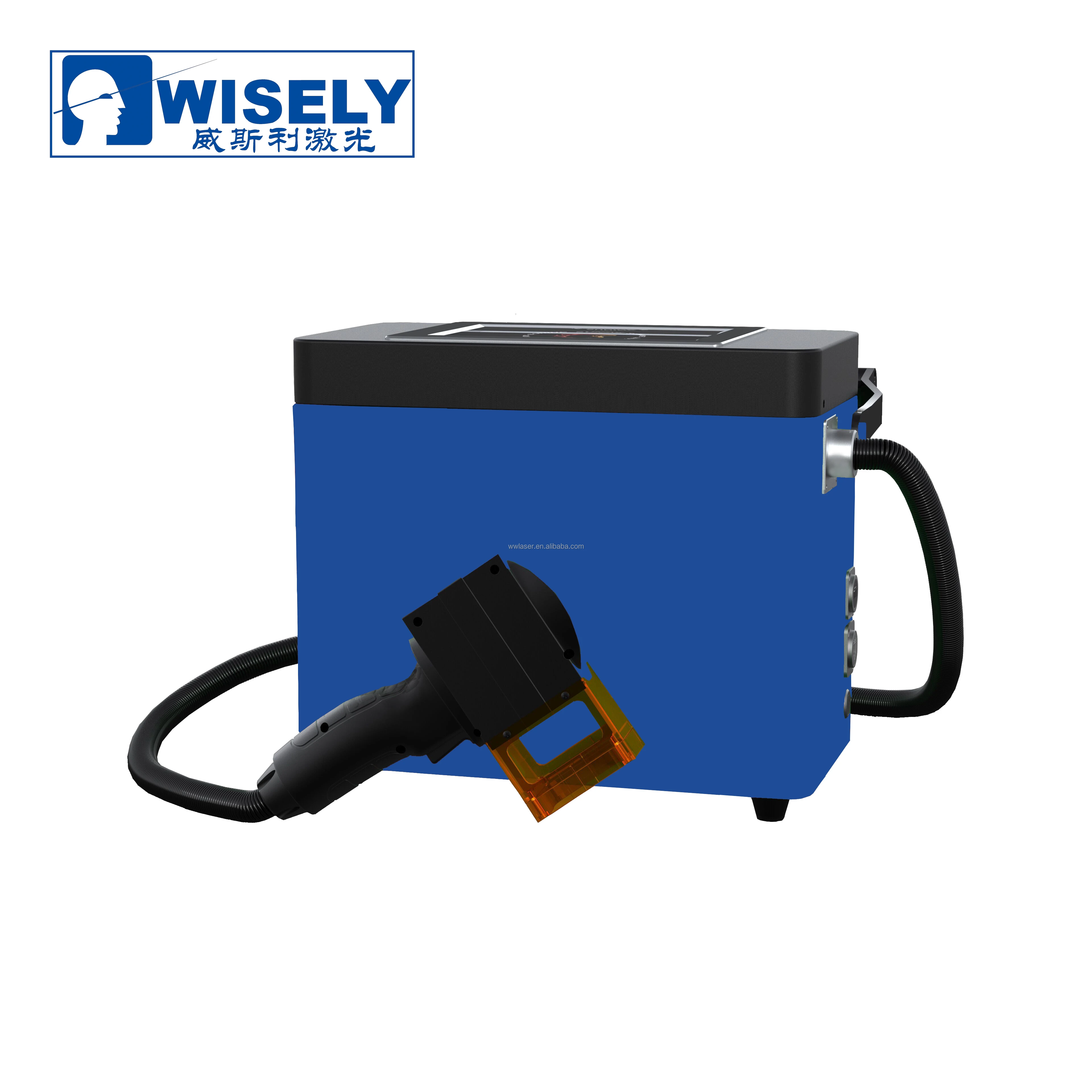 WISELY LASER Chargeable MINI Hand-held fiber laser marker logo and bar code fast marking machine