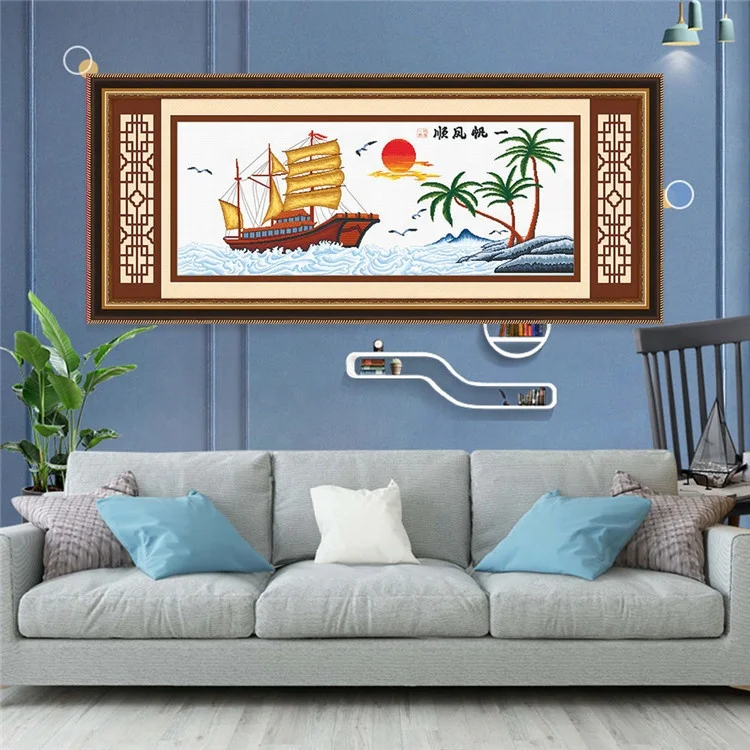 
Best-selling Needlework DIY Handmade Punch Needle Embroidery Fabric Crafts Ship Sailing Patterns Cross-stitch Beginner Kits 