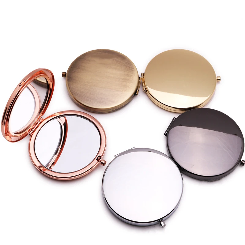 Индивидуальные дорожные портативные круглые складные карманные зеркала с логотипом, косметические зеркала для макияжа, маленькое зеркало