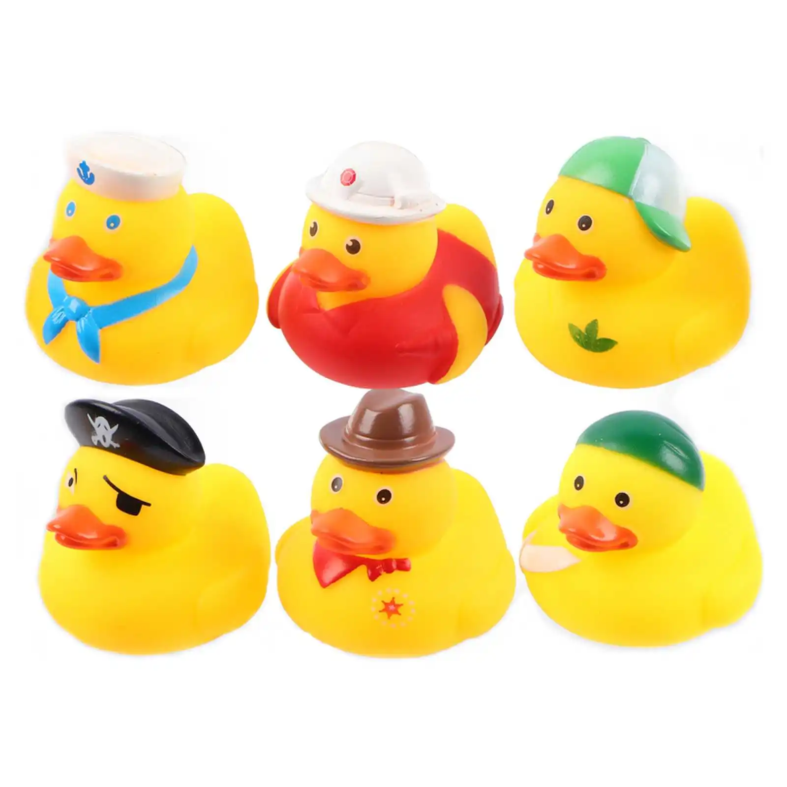 HS Factory Wholesale Mini Baby Bath Toy PVC Yellow Cute Rubber Duck Bulk Custom Logo With 6 PCS