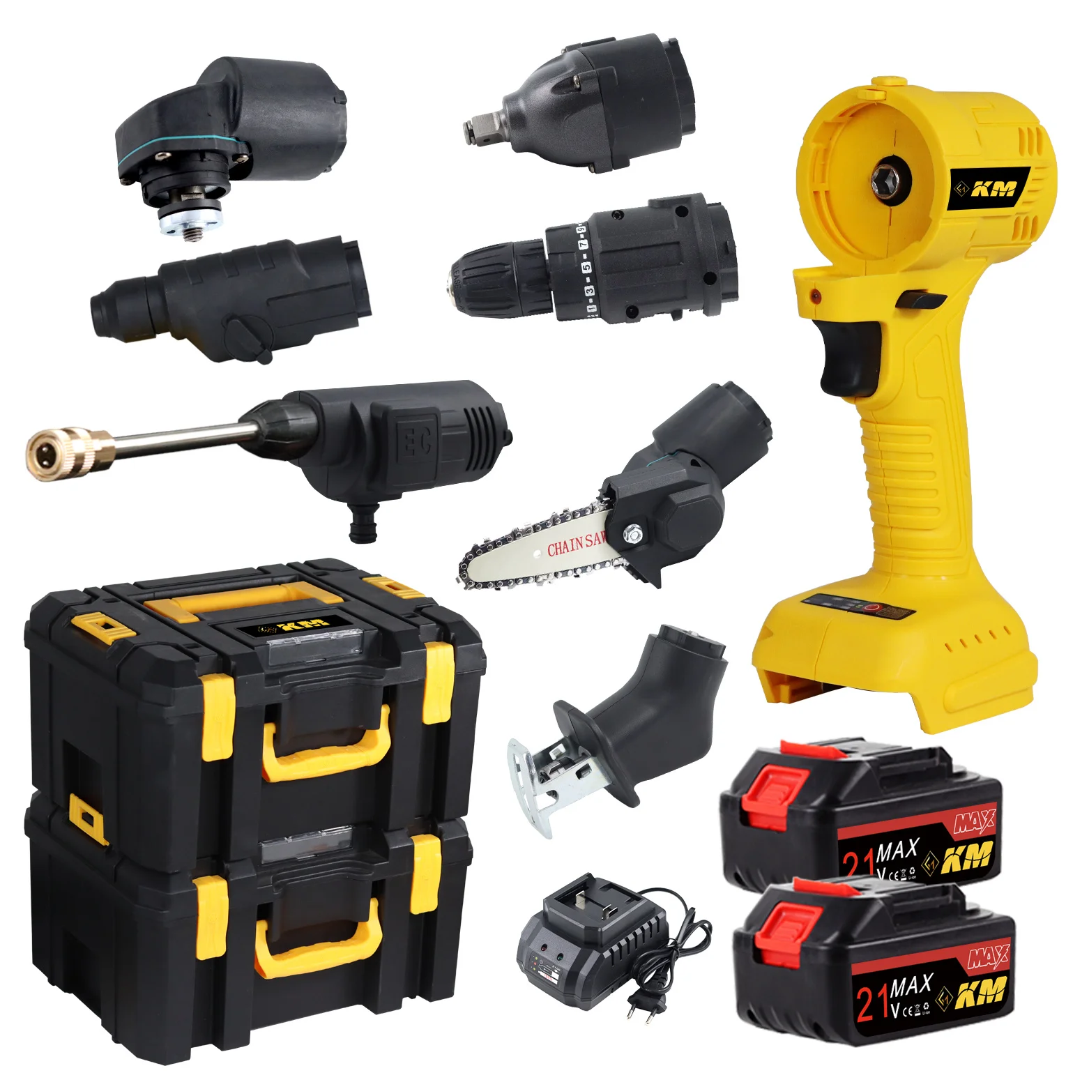 KM Li-ion Battery Electric Tools 7 in 1 21V Cordless Brushless Combo Power Tool Set