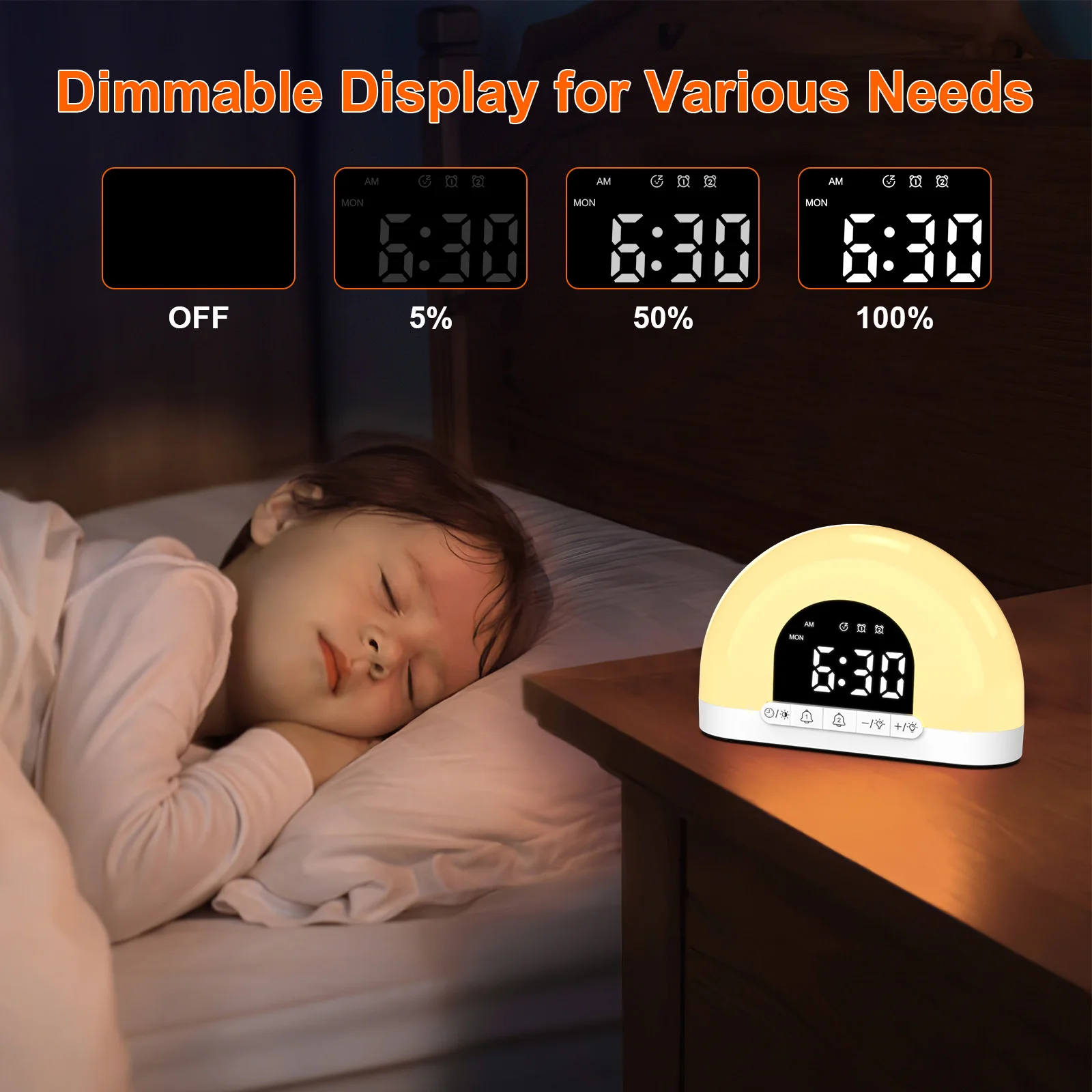 2025 Hot Selling Smart Wake Up Light  Kids Adults Bedroom Sunrise Simulation Sound Table Clock sunset