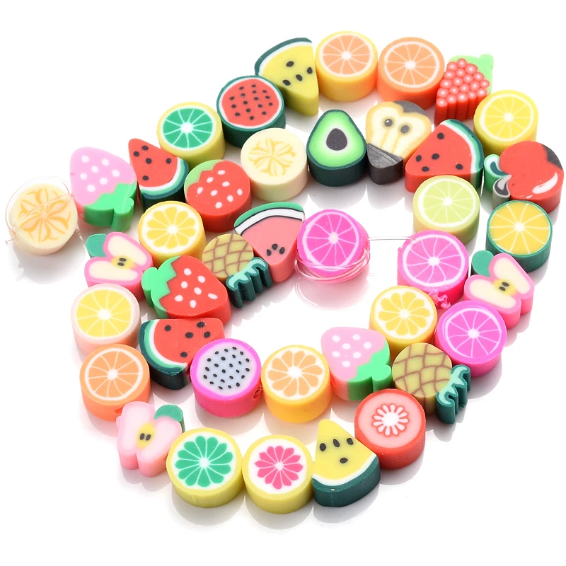 New 10mm DIY Jewelry Findings Clay Beads Fruits Heart Flower Beads Polymer Clay Beads For DIY Jewelry Making Bracelet Necklace