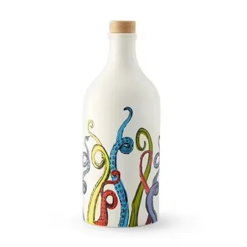 Premium Italian Extra Virgin Olive Oil Dispenser Collectible Handpainted Ocean Animal Patterns Ceramic Oil Bottle With Cork