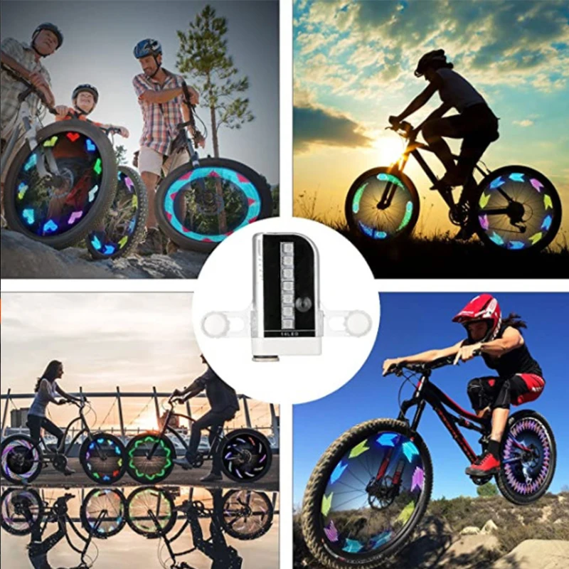 TAIKOO 8 LED Colorful Mountain Bike Flash Spoke Warning Light Signal Reflective Bicycle Wheel Light Cycle Tyre Light