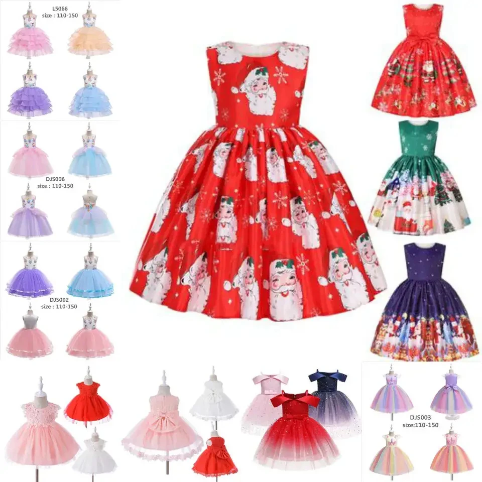 Wholesale High Quality Dot Lace Red Cascading Ruffled Knee Length Flower Girl Dresses for Wedding