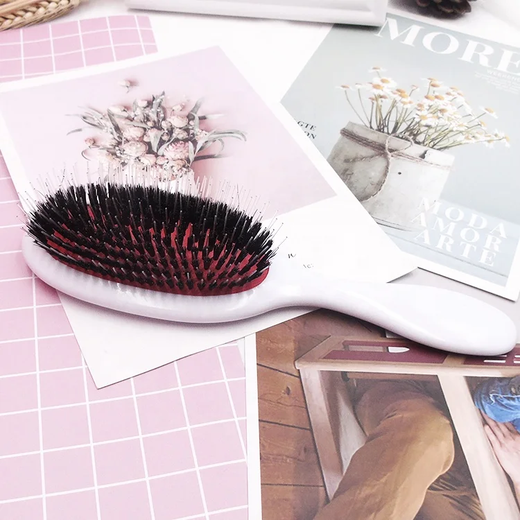 Top selling black customized plastic boar bristle hair brush,oval paddle hair brush wholesale