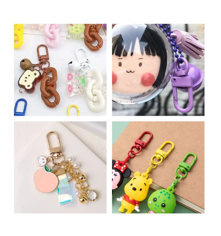 Colorful Metal Lobster Claw Clasp Swivel Lanyard Snap Hook Strap with Key Ring DIY Accessories