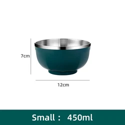 WORTHBUY Reusable 304 Stainless Steel Rice Bowl Kitchen Fruit Food Container Soup Snack Bowl For Kids