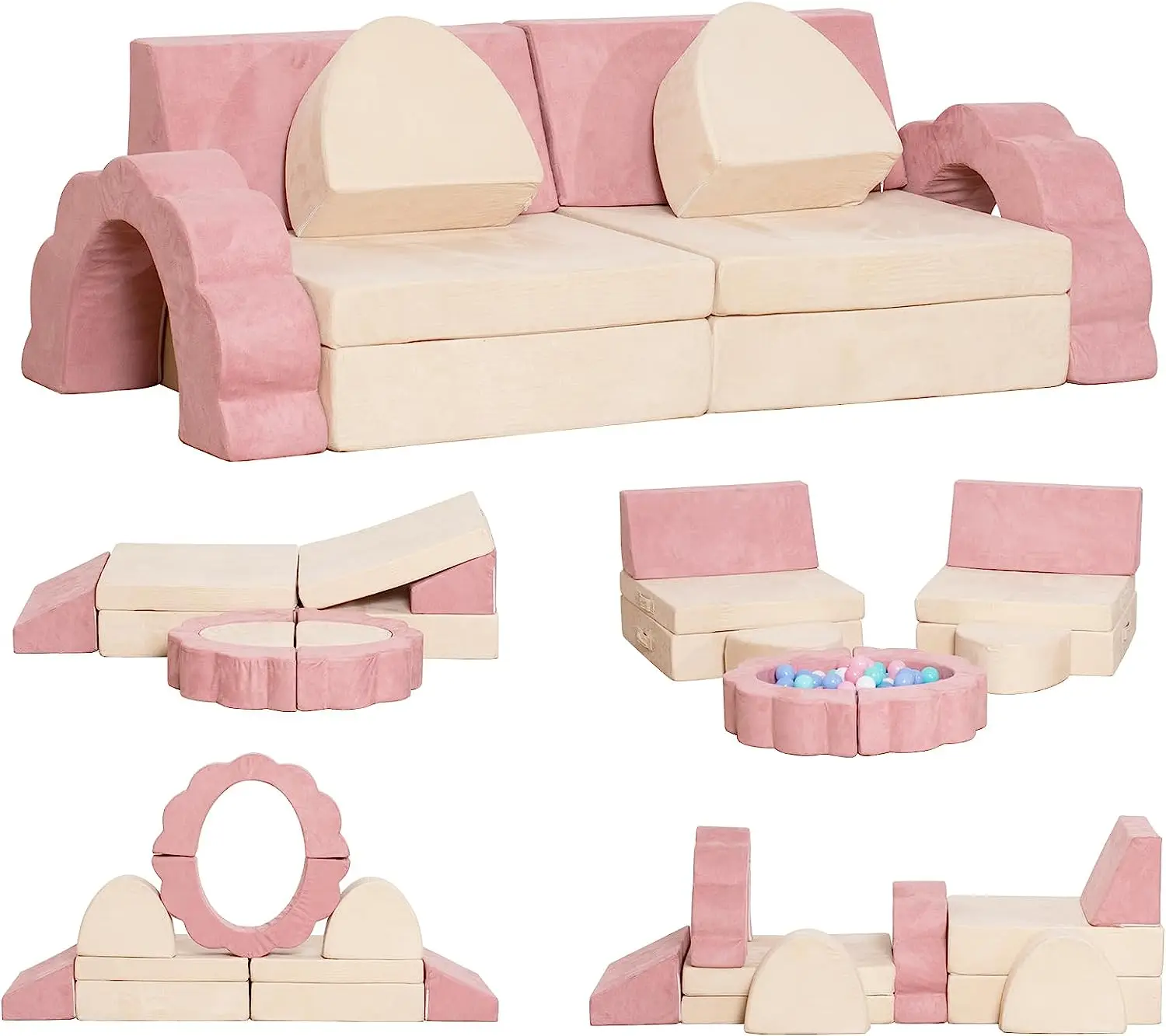 Multifunctional Detachable Kids Modular Sofa Kids 3 In 1 Sofa Bed Indoor Soft Play Chair Bed