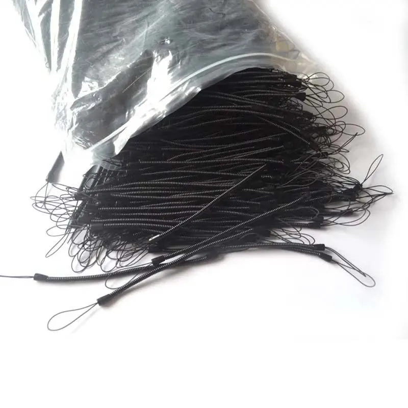 Chinese Factory Sale Black Retractable Spring Coil Straps 17cm Plastic Spiral Stretchy Key Holder Stylus Lanyard Cord