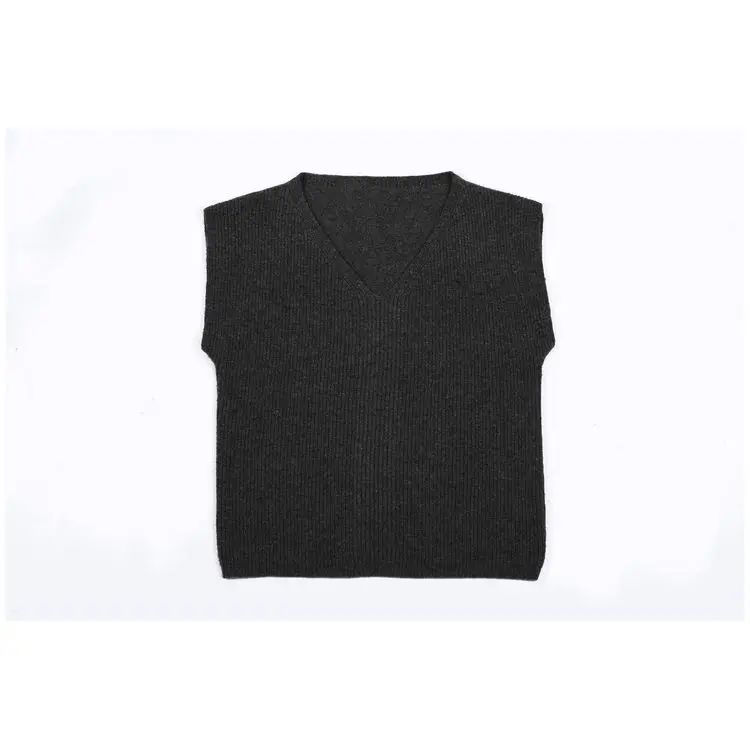 Women regular fitting sleeveless knitted vest. made of wool-and-cashmere