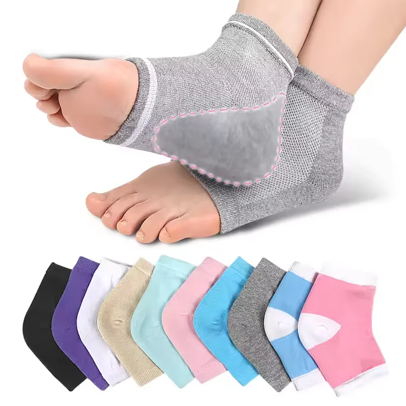 Mesh Spa Silicone Foot Pads Breathable Dry Ankle Anti Crack Socks Moisturising Gel Heel Open Toe Socks
