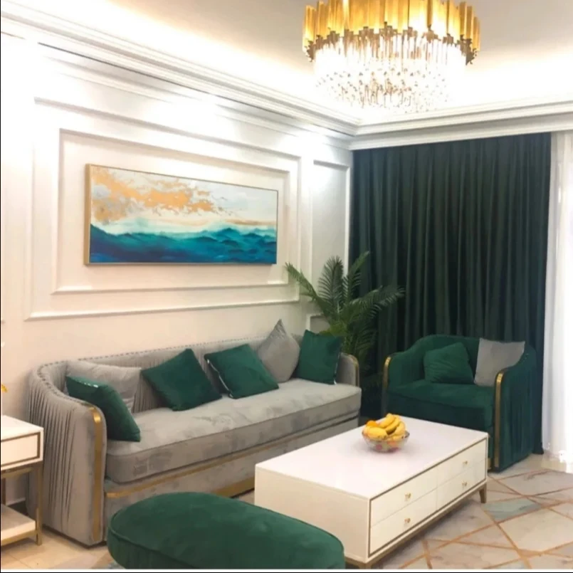 New high quality grey velvet italian sofa set designs luxury 3 seater sofa gold modern living room furniture sofa set 3 2 1