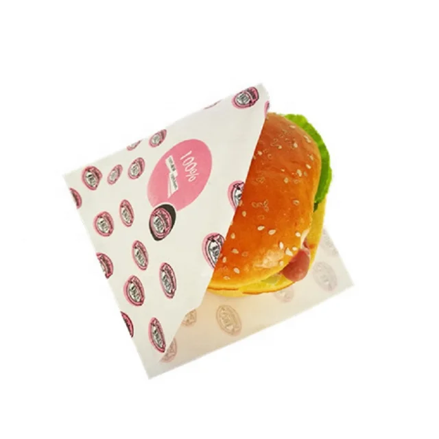 
Food grade custom printed greaseproof kraft paper for burger wrapping 