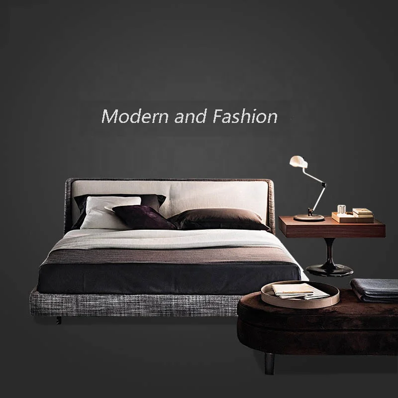 2022 Modern Leather Upholstery beds Headboard Back King Size Frame Bed Europe Style factory Wholesale Home Furniture