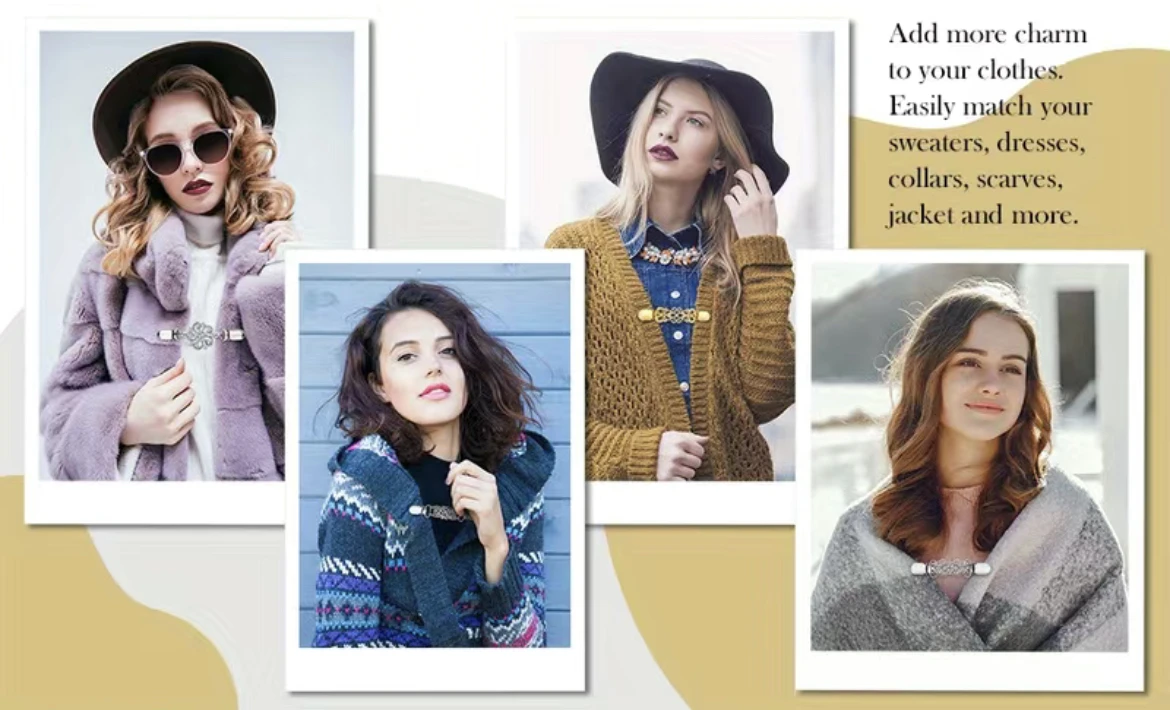 Retro Shawl Sweater Clips, Vintage Cardigan Collar Clips, Dress Shirt Brooch Clips For Women Girls