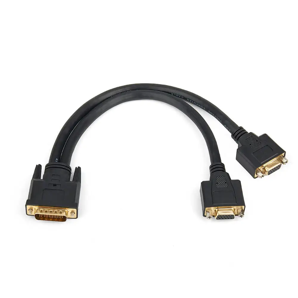 DMS-59 Male to Dual Female VGA Cable 8in LFH 59 Male to Two VGA Female Adapter Cable