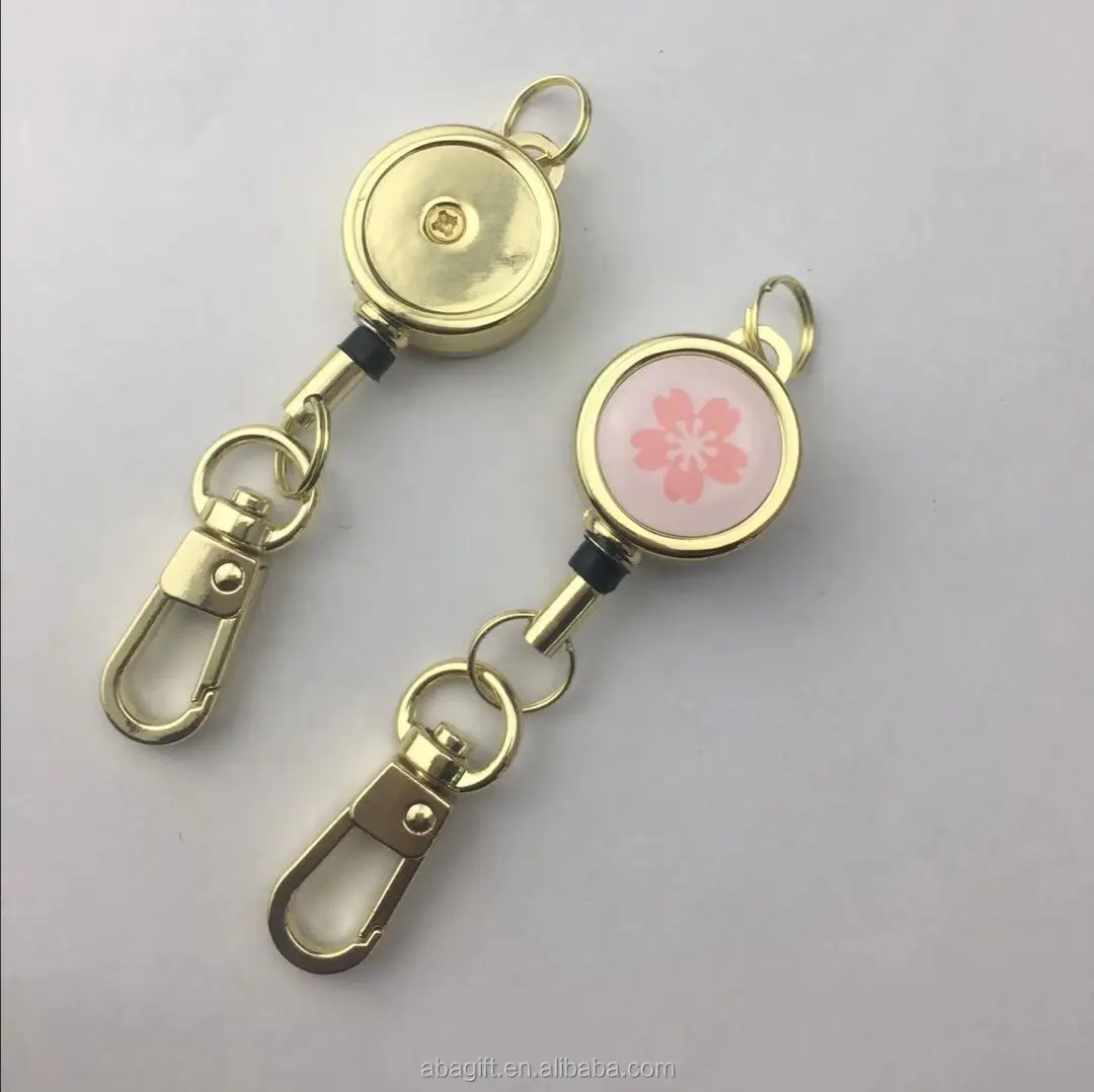 Retractable Holder Badge Reel plastic epoxy logo Nursing Retractable Steel Cord Badge Reel