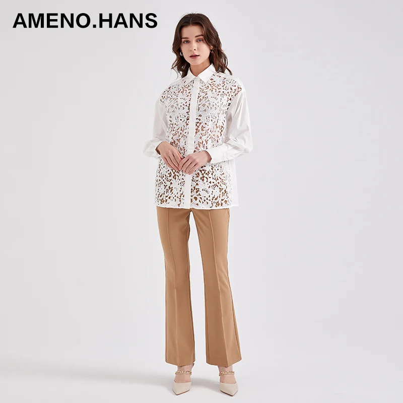 Hot sale good quality luxury design white shirt women blouses and shirts for women
