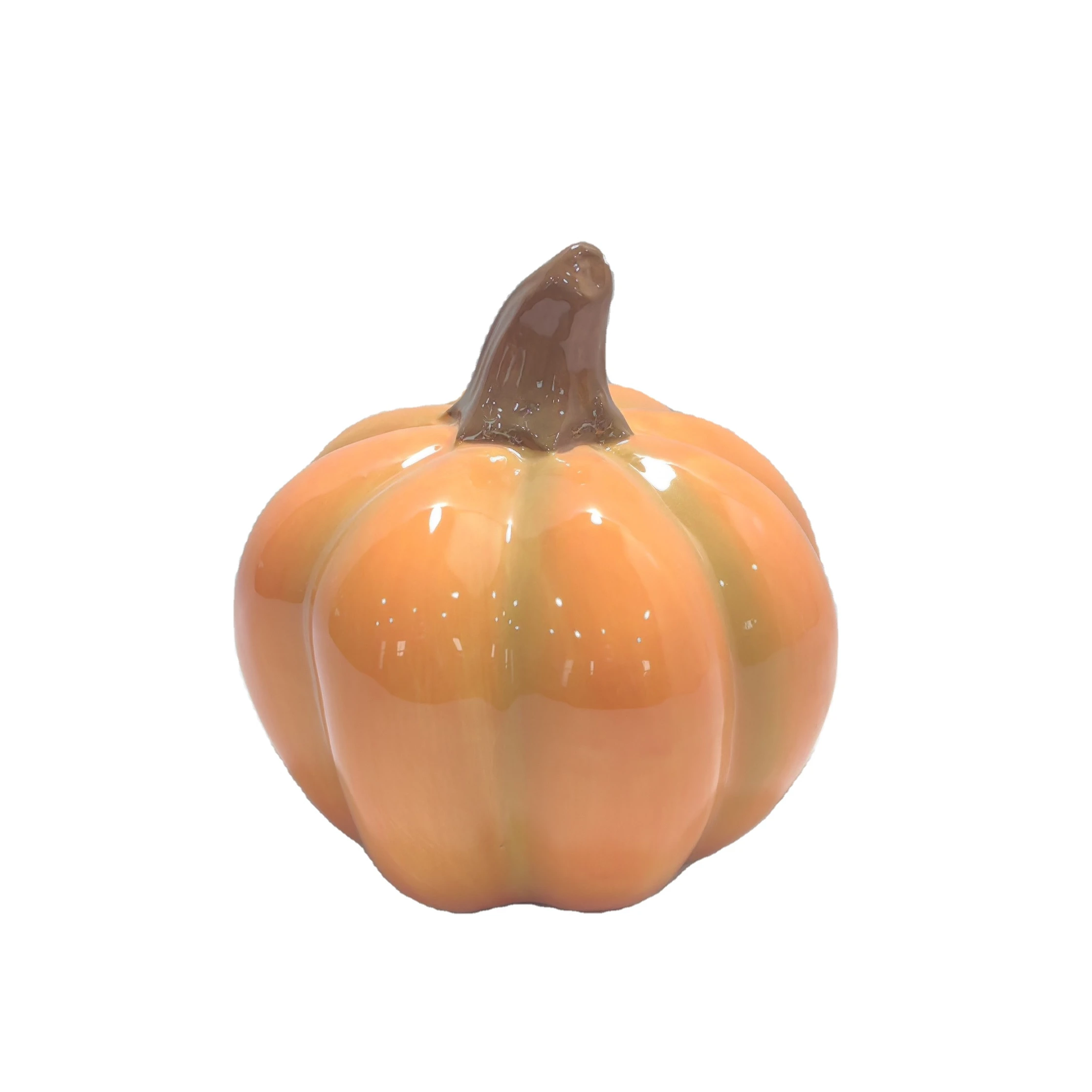 Hot Selling Orange Glazed Ceramic Pumpkins Wholesale For Harvest Festival Decoration