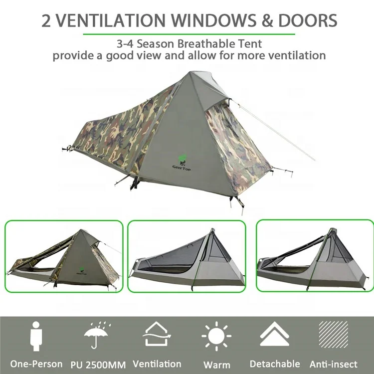 Portable single outdoor camping camouflage light waterproof survival camping tent