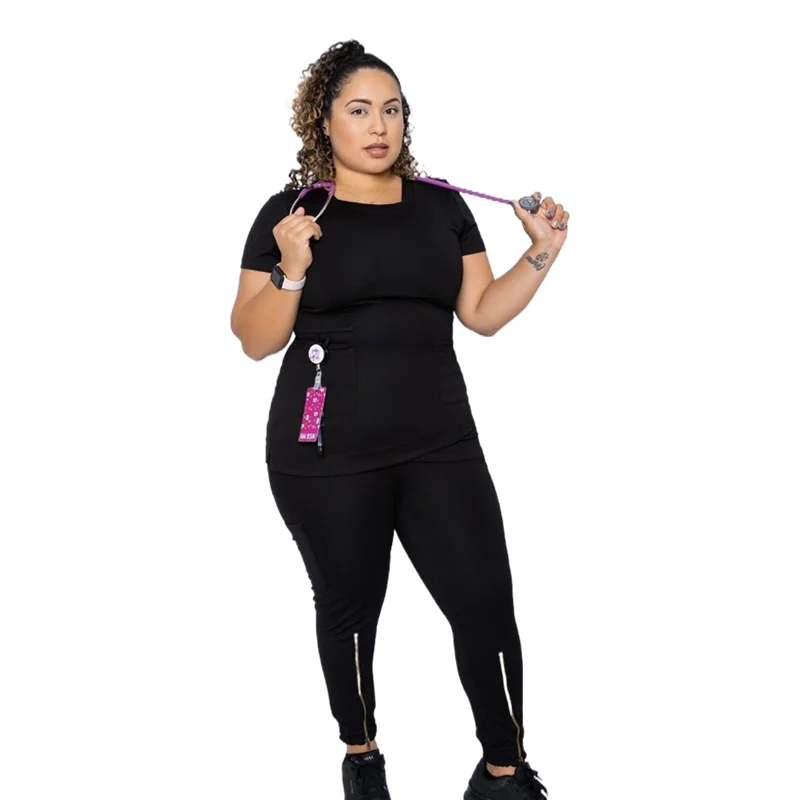 Customize Stylish Royal Blue Scrubs Zipper Short Sleeve Medical Jogger Uniforms for Women 4 Way Stretch Scrubs Sets