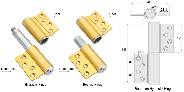 
Europe Space Aluminum Hydraulic Slient Soft Closer M-type Auto-closing Hinges for Bathroom Door 