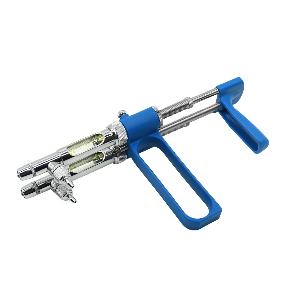CETTIA 2ml veterinary double barrel continuous nylon and brass material syringe for poultry pig animal
