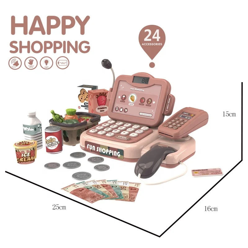 24PCS Electronic Children Intelligent Speech Recognition Cashier Machine Cash Register with Calculator Microphone Amplification