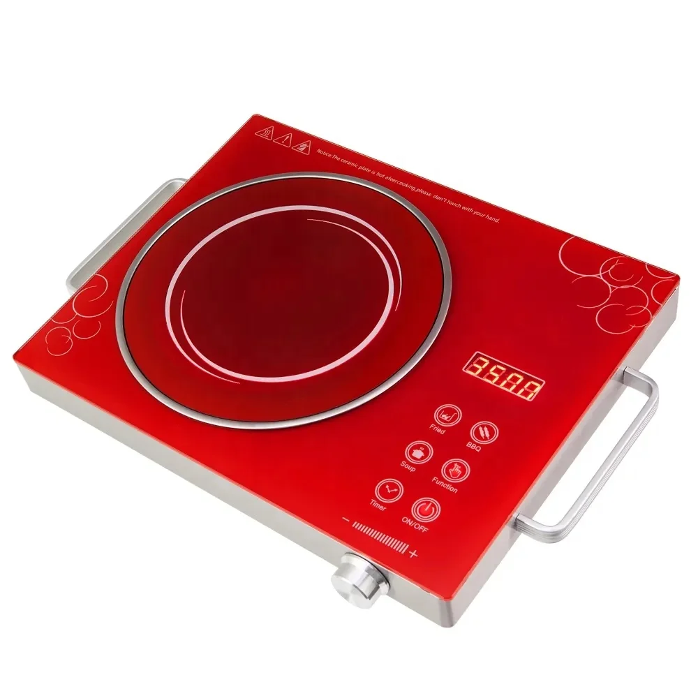 Glass Panel Black Red Colorful Fashion Design Electric Portable Ceramic Hob One Burner Induction Infrared Cooker Spare Parts