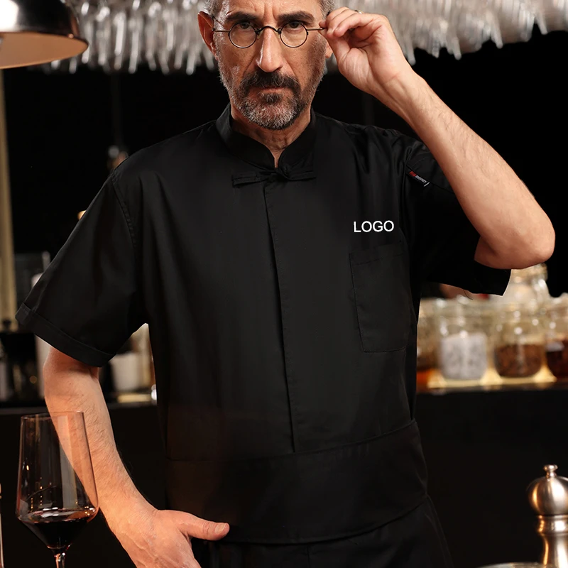 Wholesale Bar Club Waiter Short Sleeve Modern Restaurant Uniform Unisex Cook Work Wear Shirts Chef Kitchen