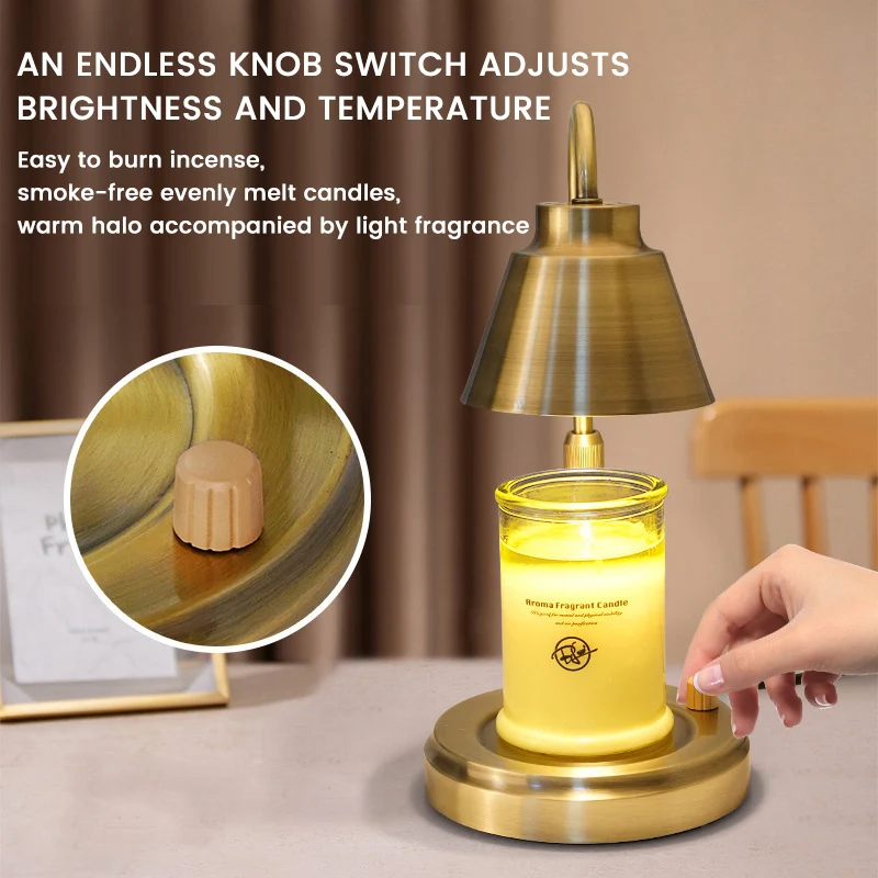 Classic Metal Material Scented Wax Melts Warm Aroma Bedroom Living Room Romantic Golden Candle Warm Lamp