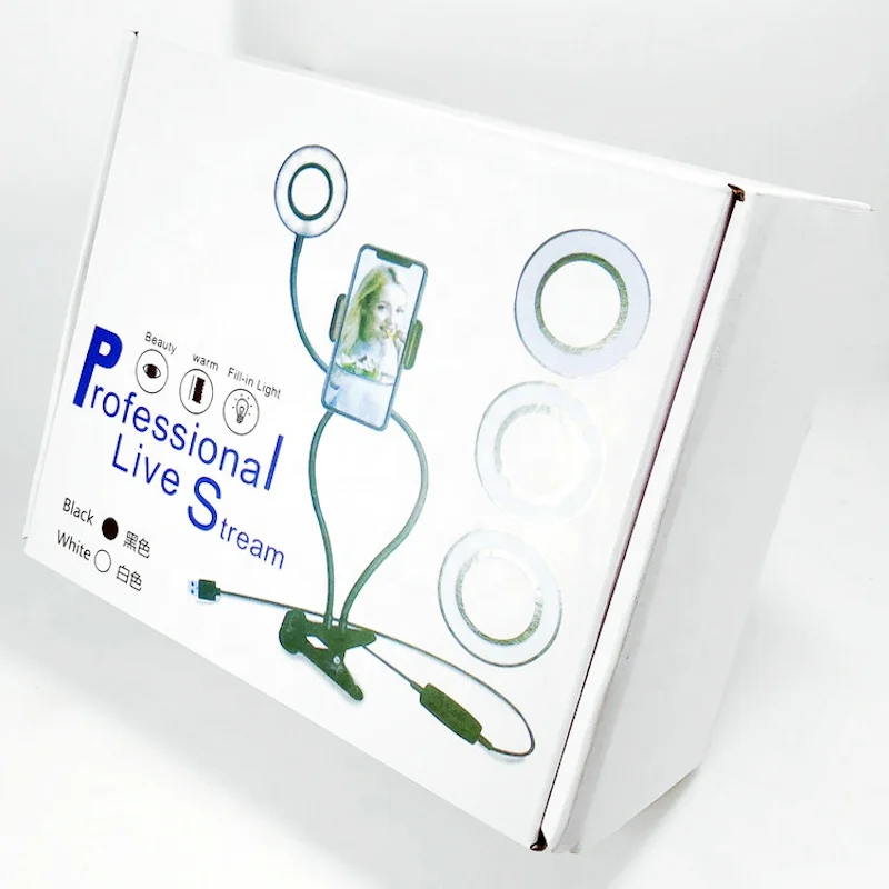 Selfie LED ring light photo studio with cell phone mobile holder for live stream