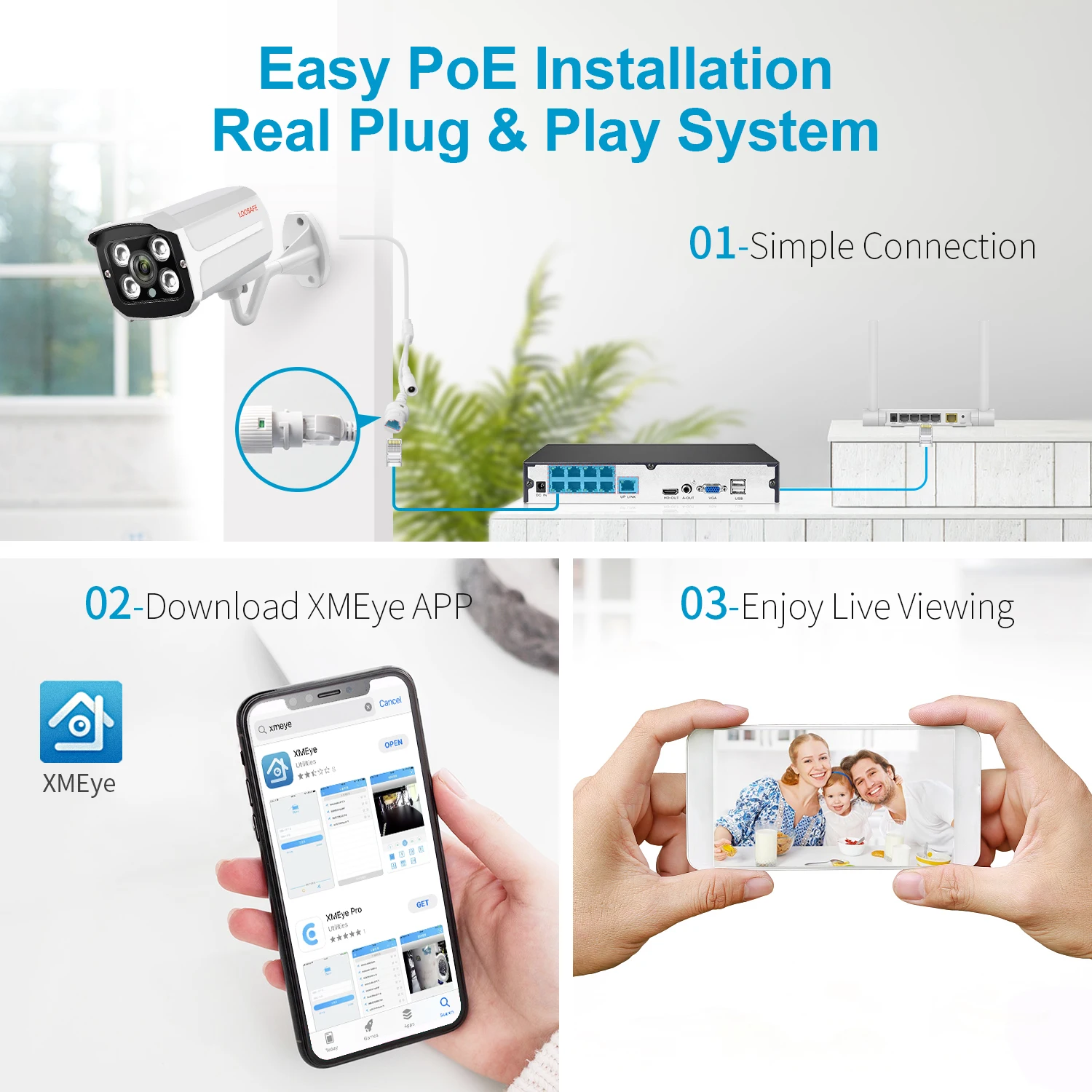 Loosafe умный ip nvr kit 8-канальный сетевой видеорегистратор 8ch HD poe видеонаблюдения камера для домашней безопасности