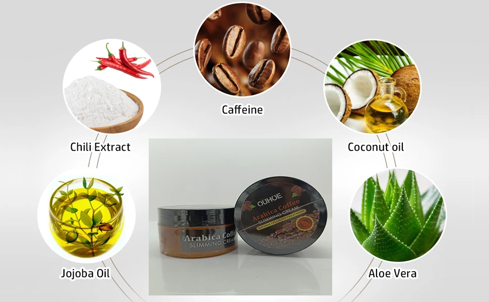 Vegan Herbal Coffee Ginger Slimming Cream for Body Shaping and Burning Stomach Thighs Belly Butt Fat Supports Weight Loss
