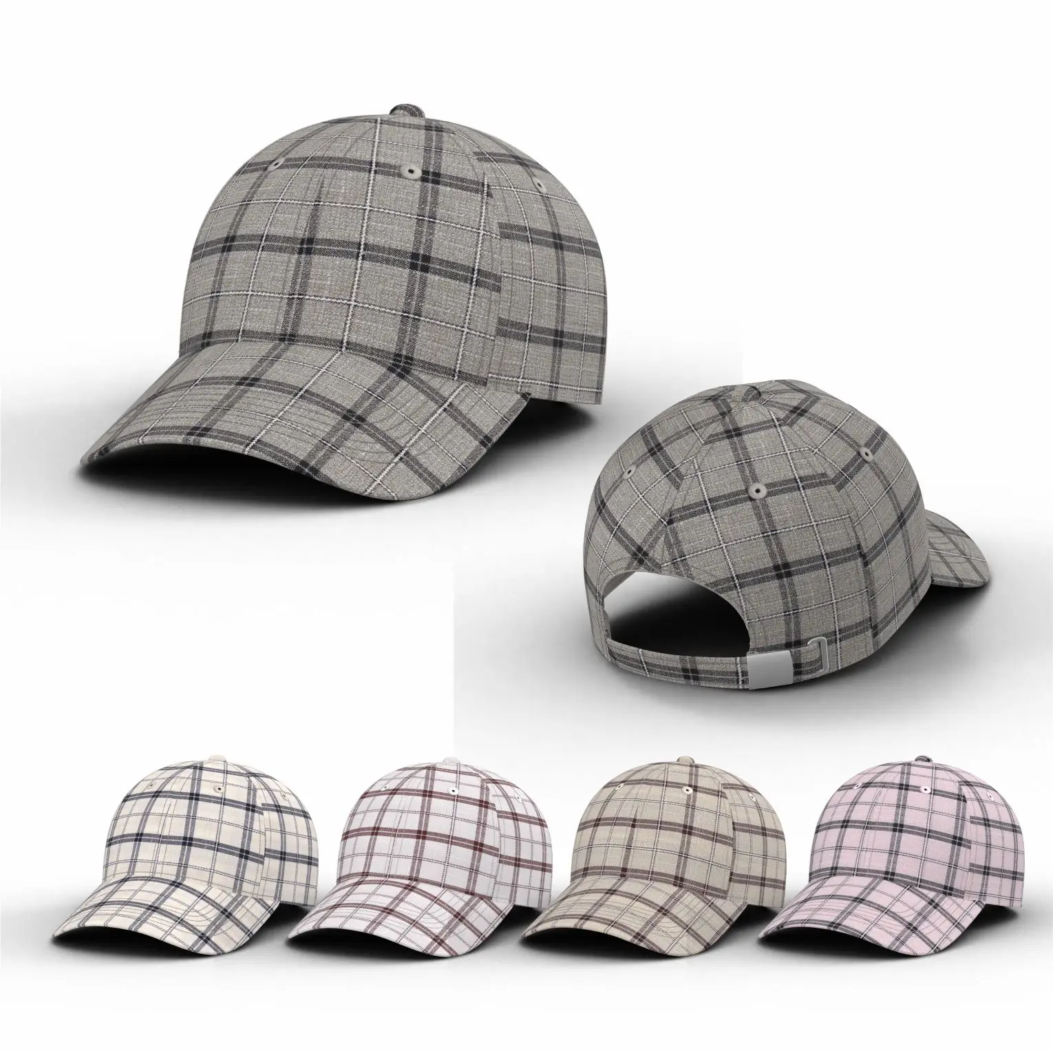Оптовая продажа, клетчатые регулируемые Хлопковые бейсболки унисекс в клетку из полиэстера