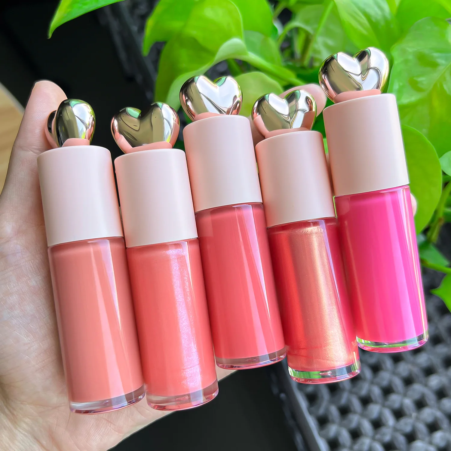 Hot Heart Shaped Private Custom Vegan Long-lasting Matte Liquid Lipstick Large Brush Long Lasting Lip gloss Clear Lipgloss