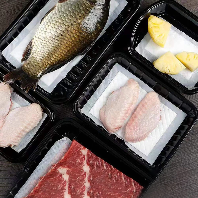 Hot Selling meat pad Pack Fruit Vegetable Absorbent Pads Food Grade Cellulose Absorbent Eco Soaker Pads custom size absorption