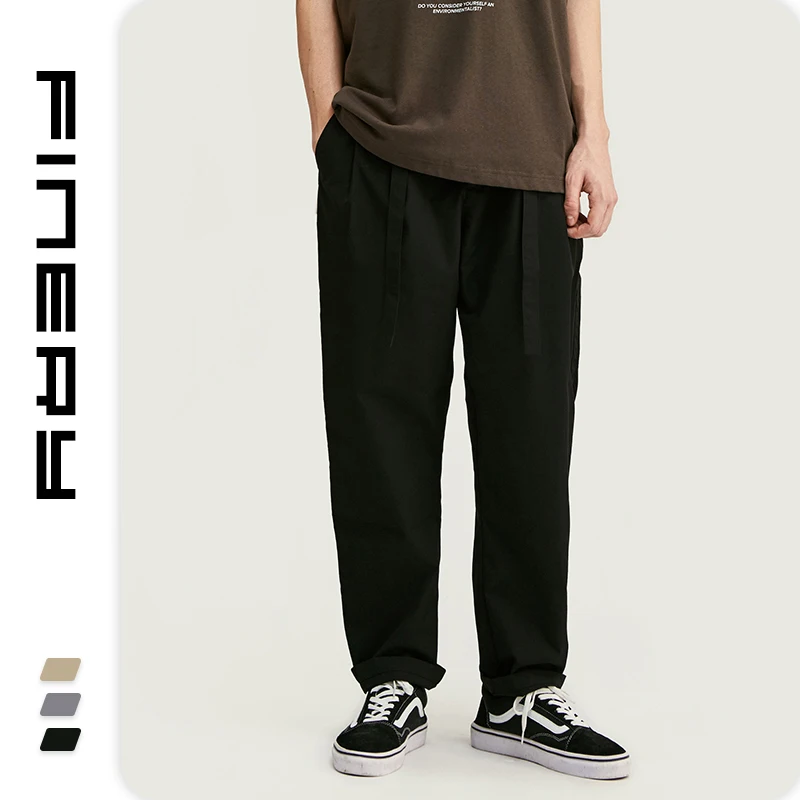 Breathable 100%polyester fibre men trousers loose elastic belt pants in men