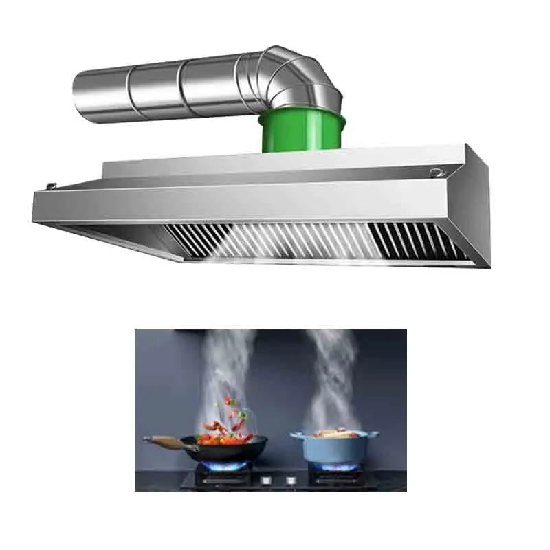China Factory Supplier 201 SS Or 304 SS Kitchen Restaurant Hotel School Stainless Steel Commercial Smoke Exhaust Only Hood
