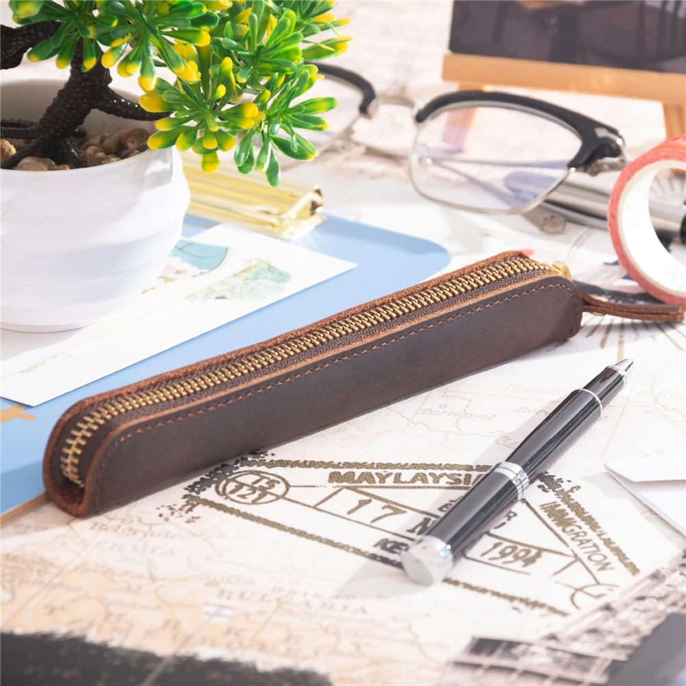
Small Pencil Case / Mini Leather Pencil Case / Wholesale Pocket Travel Single Double Custom Display Leather Pen Case For Pens 
