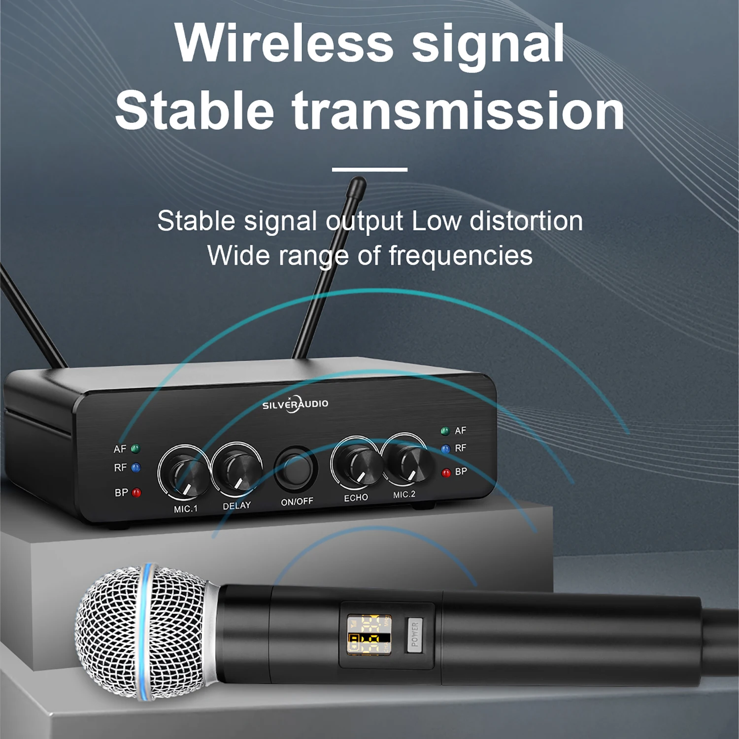 GAW-P1000 Professional UHF One Drags Two Microphone Adjustable Frequency Wireless Dynamic Microphone
