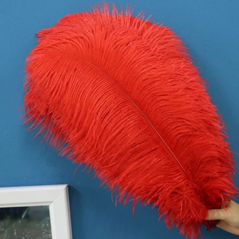 45-50CM wholesale cheap large black Ostrich Feathers High Quality Multi-Color Smooth Fluffy  fabric faux ostrich feathers red