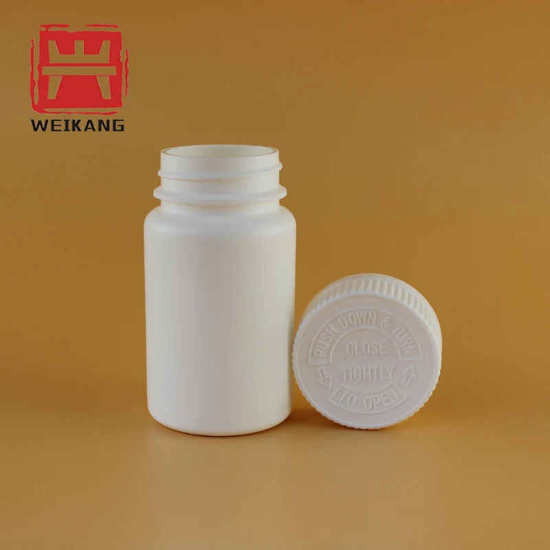 White Supplement Empty Plastic Packaging Child Resistant Medicine Capsule Pill 80cc Supplement bottle