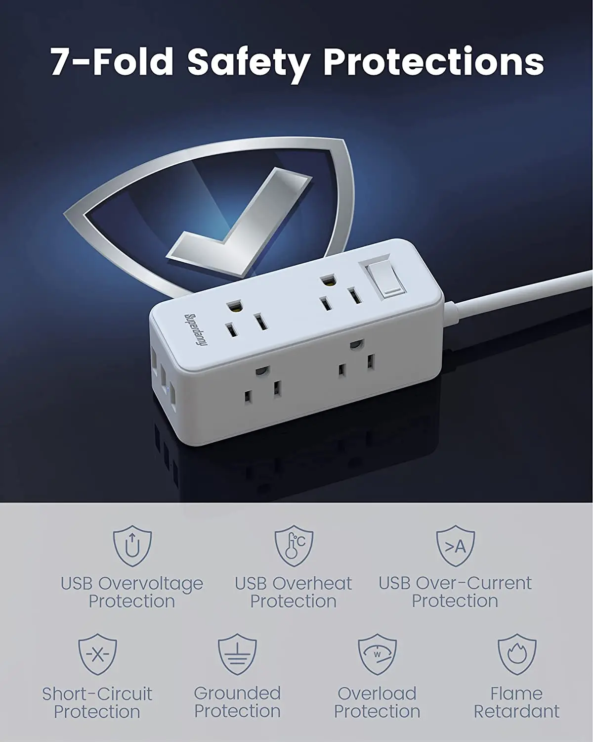Superdanny Widely Spaced Outlets usb extension socket Surge Protection USB Power Board
