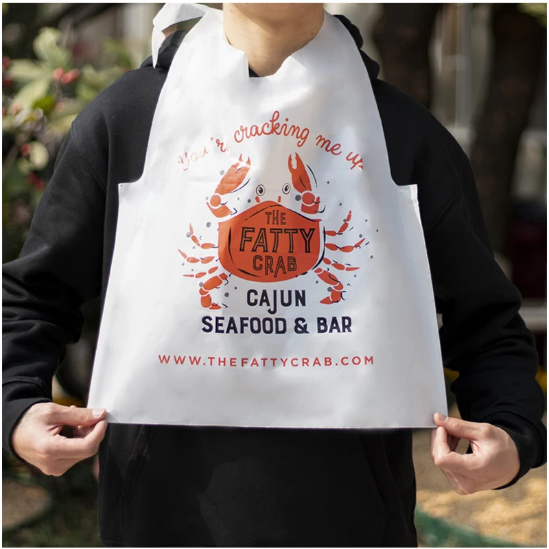 Plastic Bibs Manufacturer Customized Waterproof Plastic Back Bibs Crab Lobster Funny Adult Bibs For Sea Food Restaurant