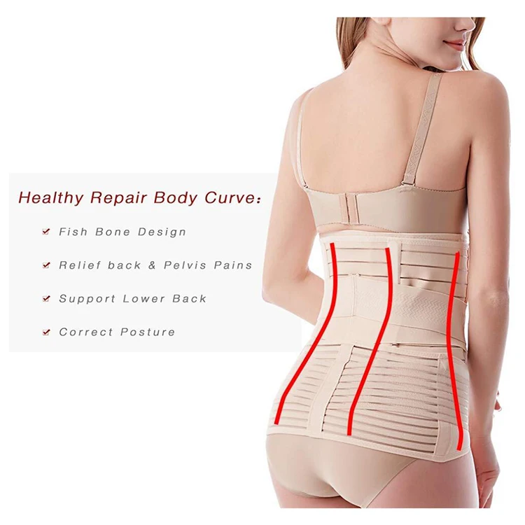 Women 3 In 1 Elastic Postpartum Belly Wrap Waist Compression Postpartum Recovery Belly Support Belt