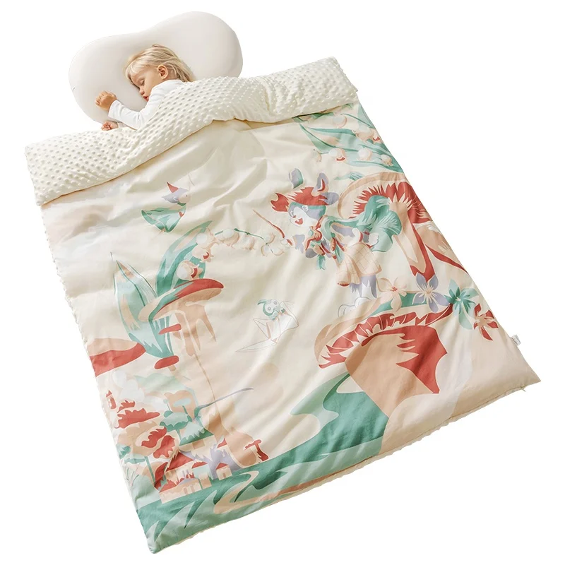 USBETTAS Baby Quilt Cover Soft Kids Embroidered Cotton& Minky Dot Baby Blanket No Filler Infant Cover Blanket Newborn Items