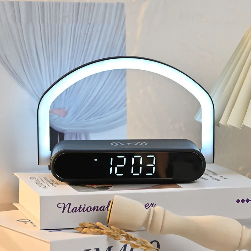 Беспроводное зарядное устройство EMAF 3 в 1 часы для спальни ночник телефона Беспроводная зарядка будильник цифровой светодиодный Будильник 10 Вт